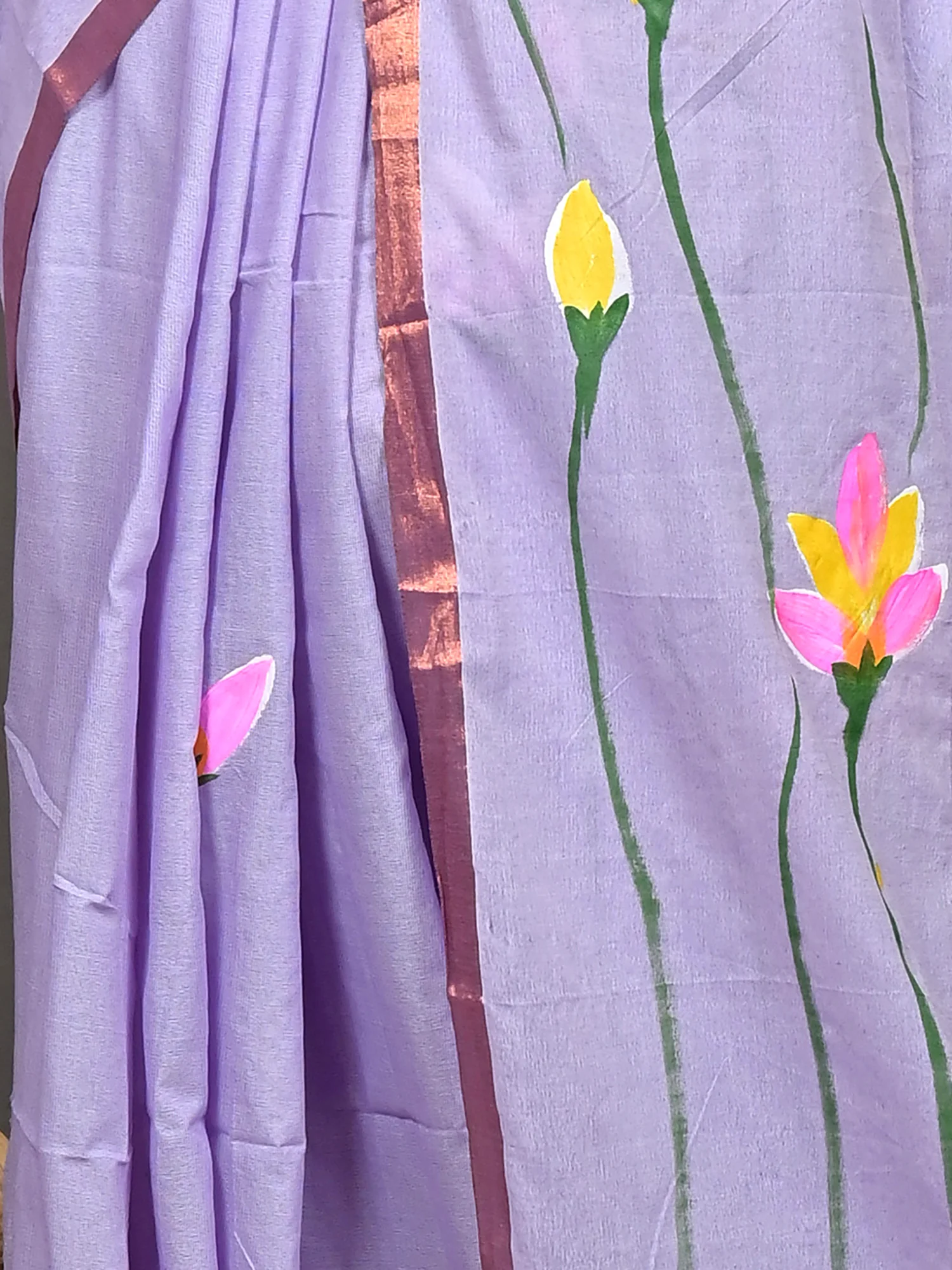 Purpel Pure Cotton Norah Hand Painted Saree (2276)
